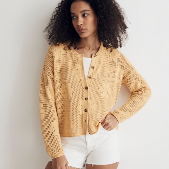 Madewell Sweaters - Madewell Floral Open Stitch cardigan in Chamomile